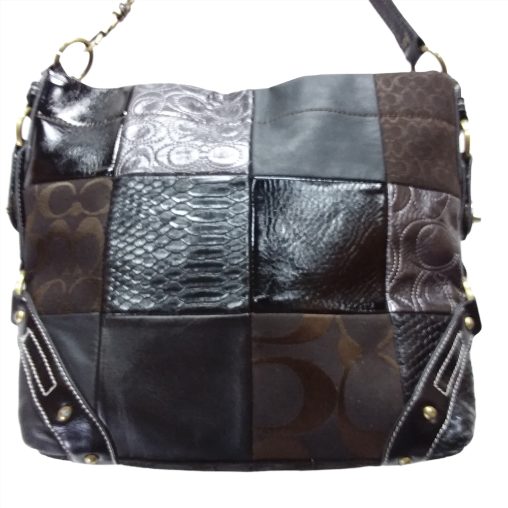 ☆☆SOLD☆☆Coach Brown Patchwork Leather Shoulder Bag - Picture 3 of 15